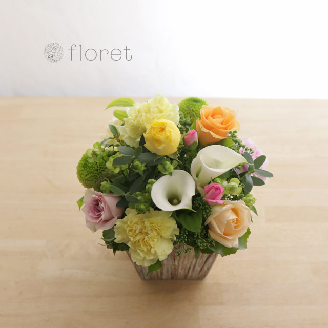 優しい彩りのフラワーバスケット＊..°.ナチュラルアレンジ お花の