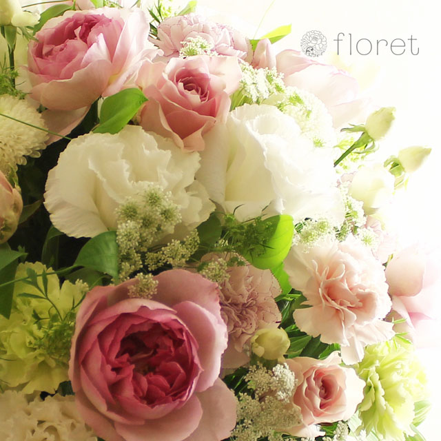 ふんわり白ピンクの幸せアレンジメント フラワーギフト 花の通販サイト フロレット