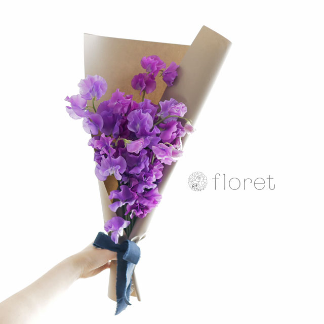 スイトピーのシンプルな花束 紫 フラワーギフト 花の通販サイト フロレット