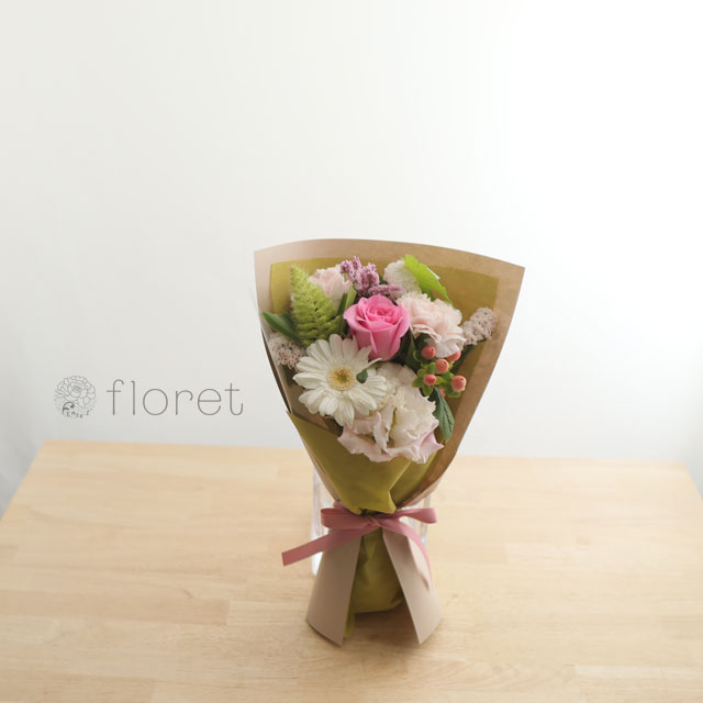 コンパクトな花束（お任せピンク系）サンプル画像D