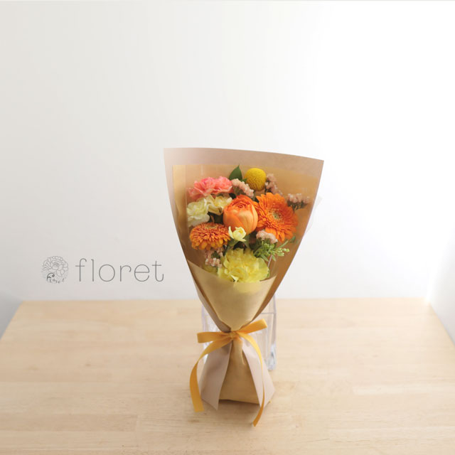 ベーシックギフト 花束 白とオレンジ プレゼント インテリア 花ZIUNKJEK ベーシックギフト 花束 白とオレンジ プレゼント インテリア 花