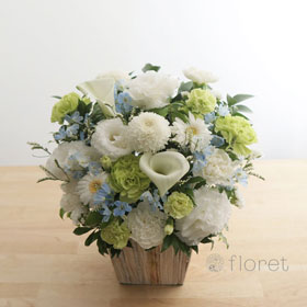 水色のお供え・お悔み・供花アレンジメントM