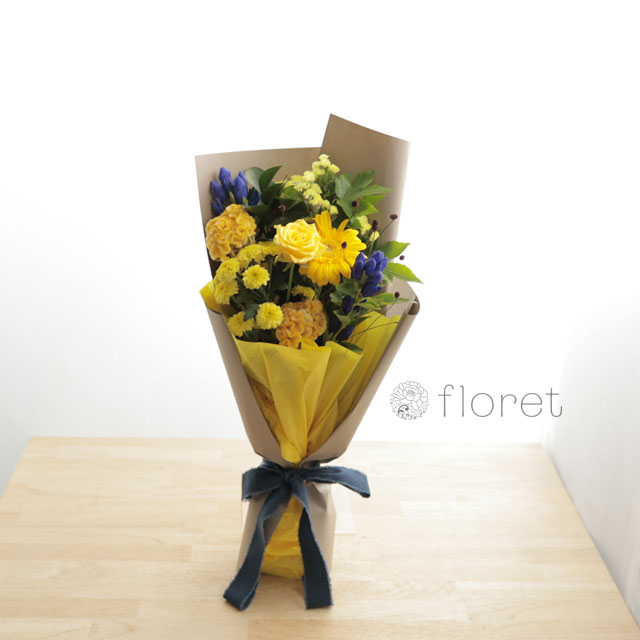 【秋限定】黄色のスリムな花束　サンプル画像A