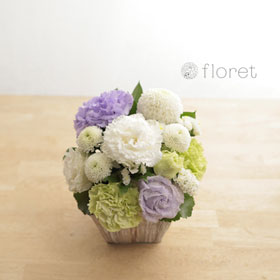 紫色のお供え・お悔み・供花アレンジメントSS
