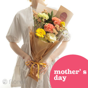 【母の日限定】スリムな花束（暖色系)