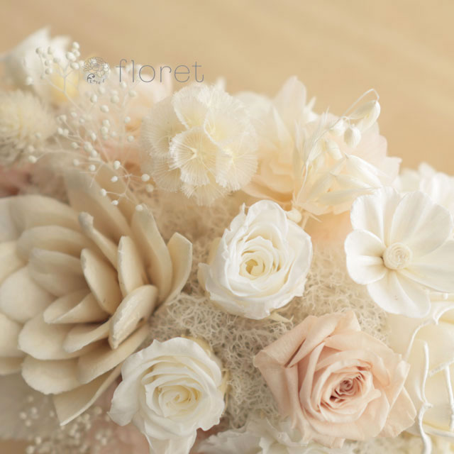 プリザーブドフラワー陶器アレンジ（ダマスク柄）　