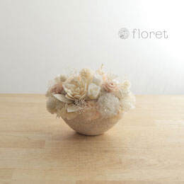 プリザーブドフラワー陶器アレンジ（ダマスク柄）