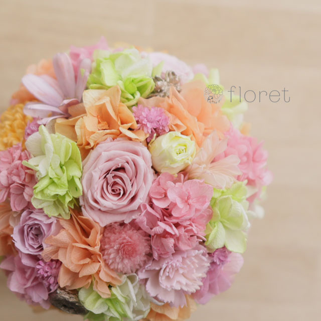 プリザーブドフラワー陶器アレンジ（お任せミックス系）3